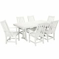 Polywood Vineyard 7-Piece White Dining Set with Nautical Trestle Table and 6 Arm Chairs 633PWS4071WH